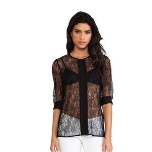 Malene Birger Lace Deluxe Frame Blouse Black Size EU 32/ US 2